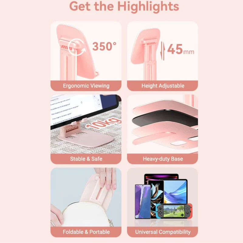 Vention Height Adjustable Tablet Stand for Desk Aluminum Alloy Type Pink | Blue | KSGP0 | KSGLO - Image 4