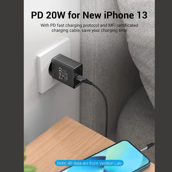 Vention 1-Port USB-C Wall Charger(20W) EU Plug | PD Fast Charger | Support Apple, Huawei, Xiaomi, Samsung, OPPO, Vivo, Phone & Tablet - Image 3