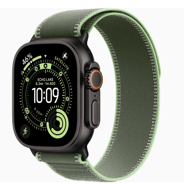 Apple Watch Ultra 3 GPS + Cellular, 49mm Natural Titanium Case with Green/Neon Trail Loop - Image 2