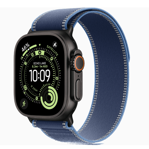 Apple Watch Ultra 3 GPS + Cellular, 49mm Natural Titanium Case & Black Titanium with Blue/Bright Blue Trail Loop - Image 2
