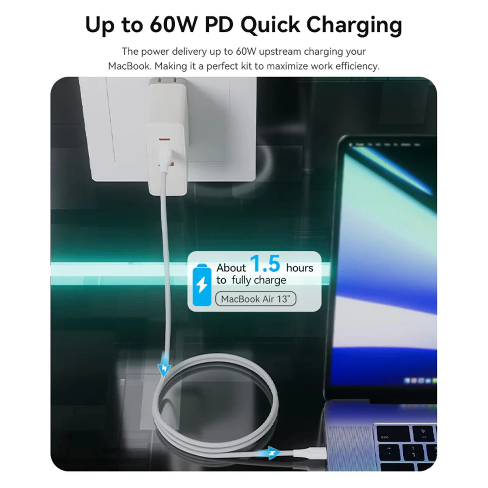 USB 2.0 C Male to C Male 3A Cable | 60W PD | 1M | Fast Charging Cable - Image 3